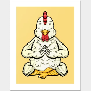 chicken yoga animal cute and funny meditation Posters and Art